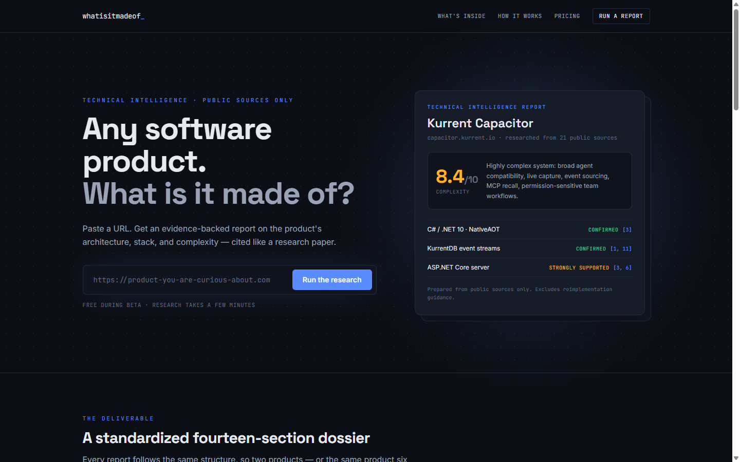 What Is It Made Of — paste a product URL and get a technical intelligence report